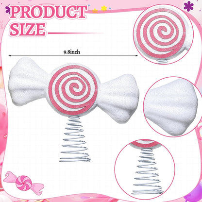 Retisee 9.8 in Large Pastel Candy Christmas Tree Topper Pink Candy Swirl Treetop Pink Pastel