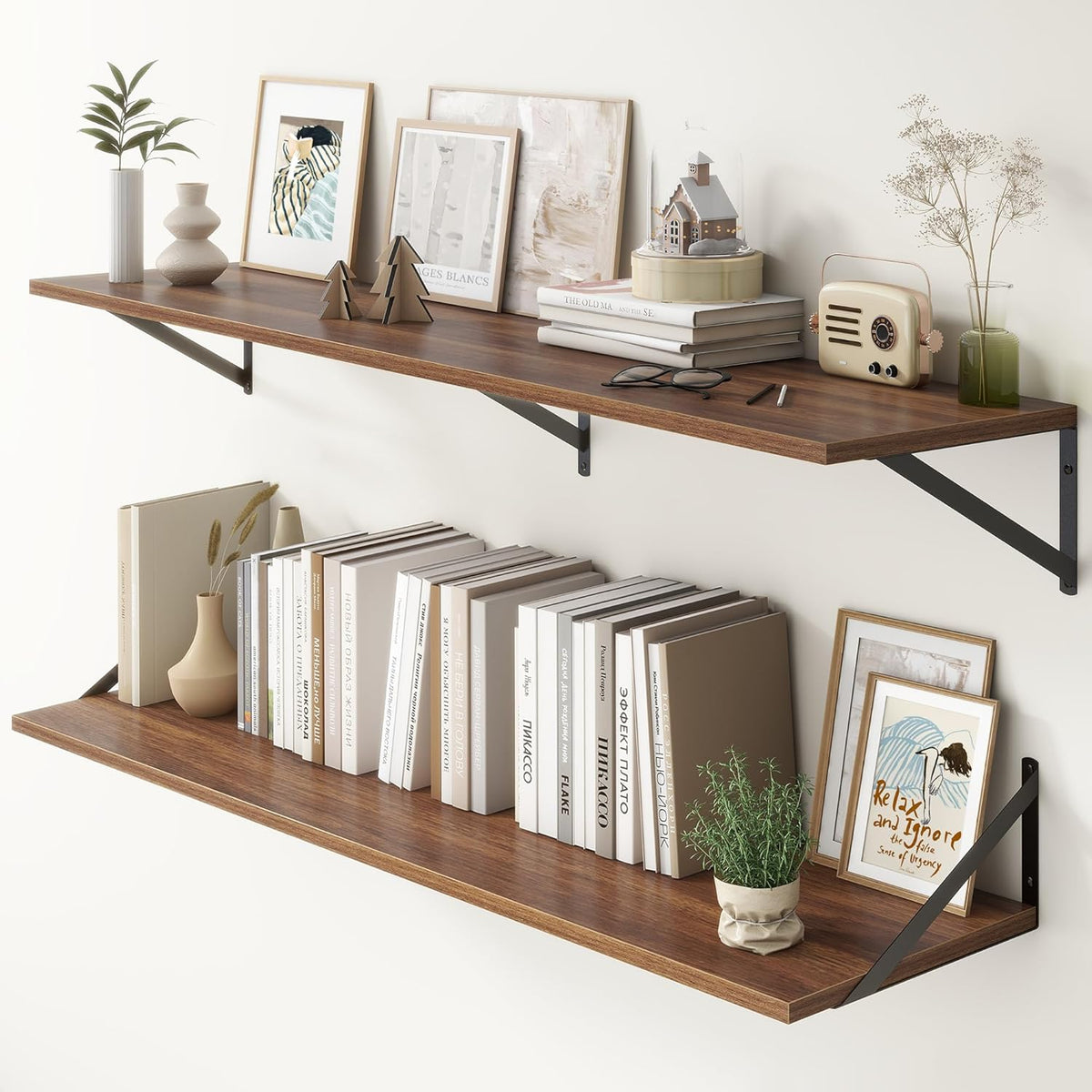 Fun Memories Deep Floating Shelves, 55W x 12D Floating Shelves for Wall, Wood Floating Shelf with