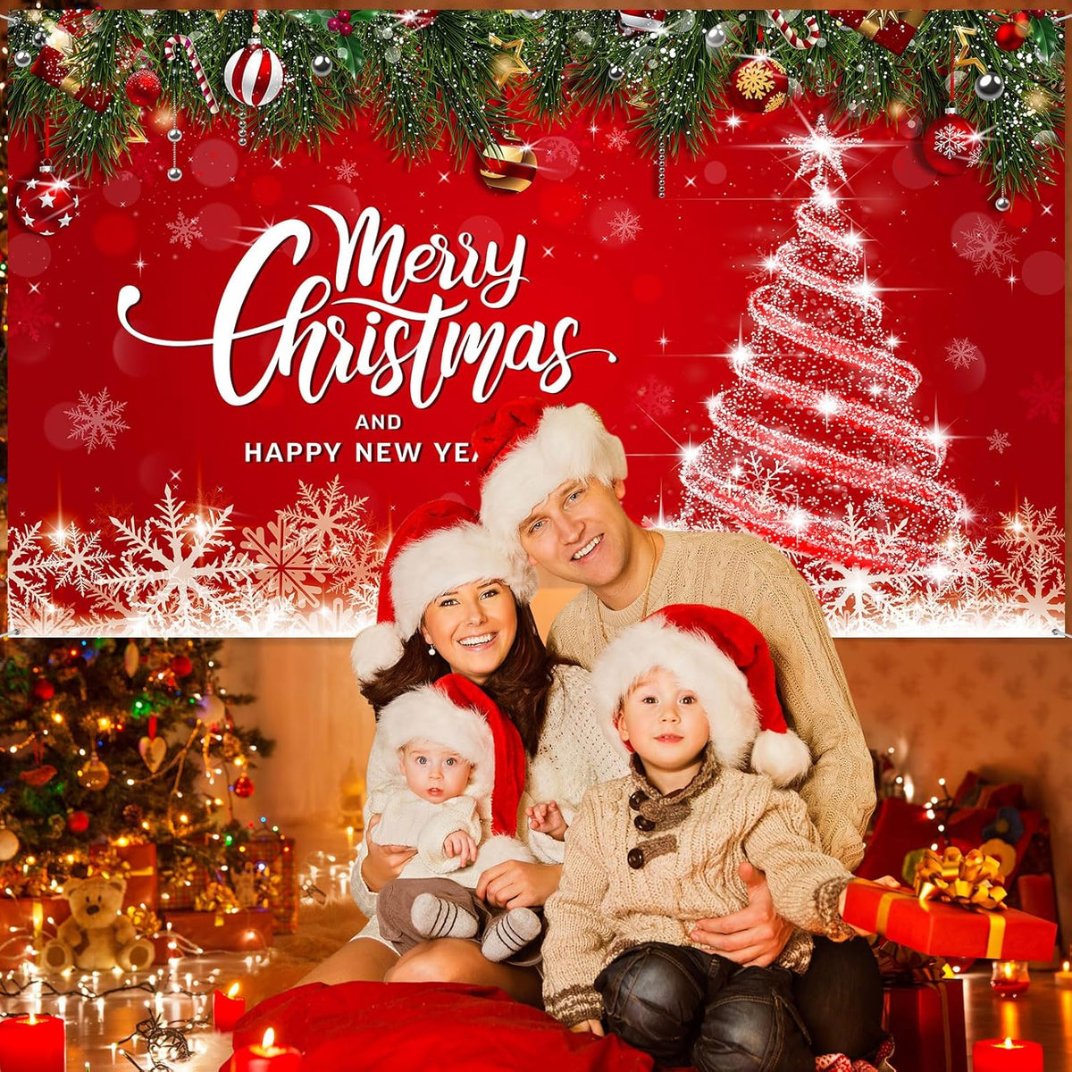 Irenare Christmas Backdrop Merry Christmas Banner Party Decoration Xmas Photography Background
