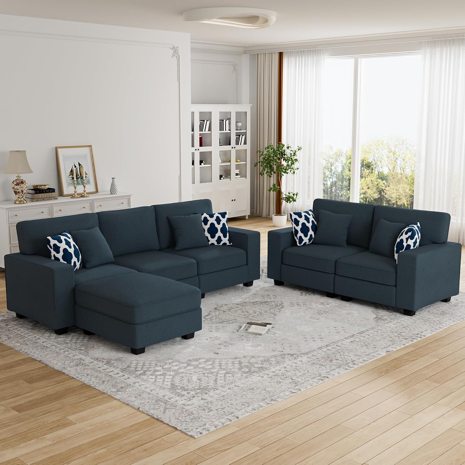 L Lengend Vansen Modular Sectional Sofa U Shaped Couch with Ottoman Modern Reversible Corner
