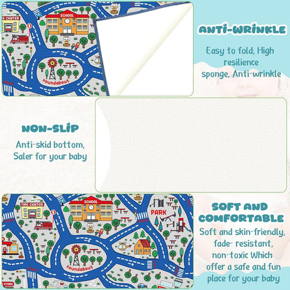 Kids Carpet Playmat Rug Player Car Rug,City Life Traffic Road Map Mat Educational Game Area Rug for