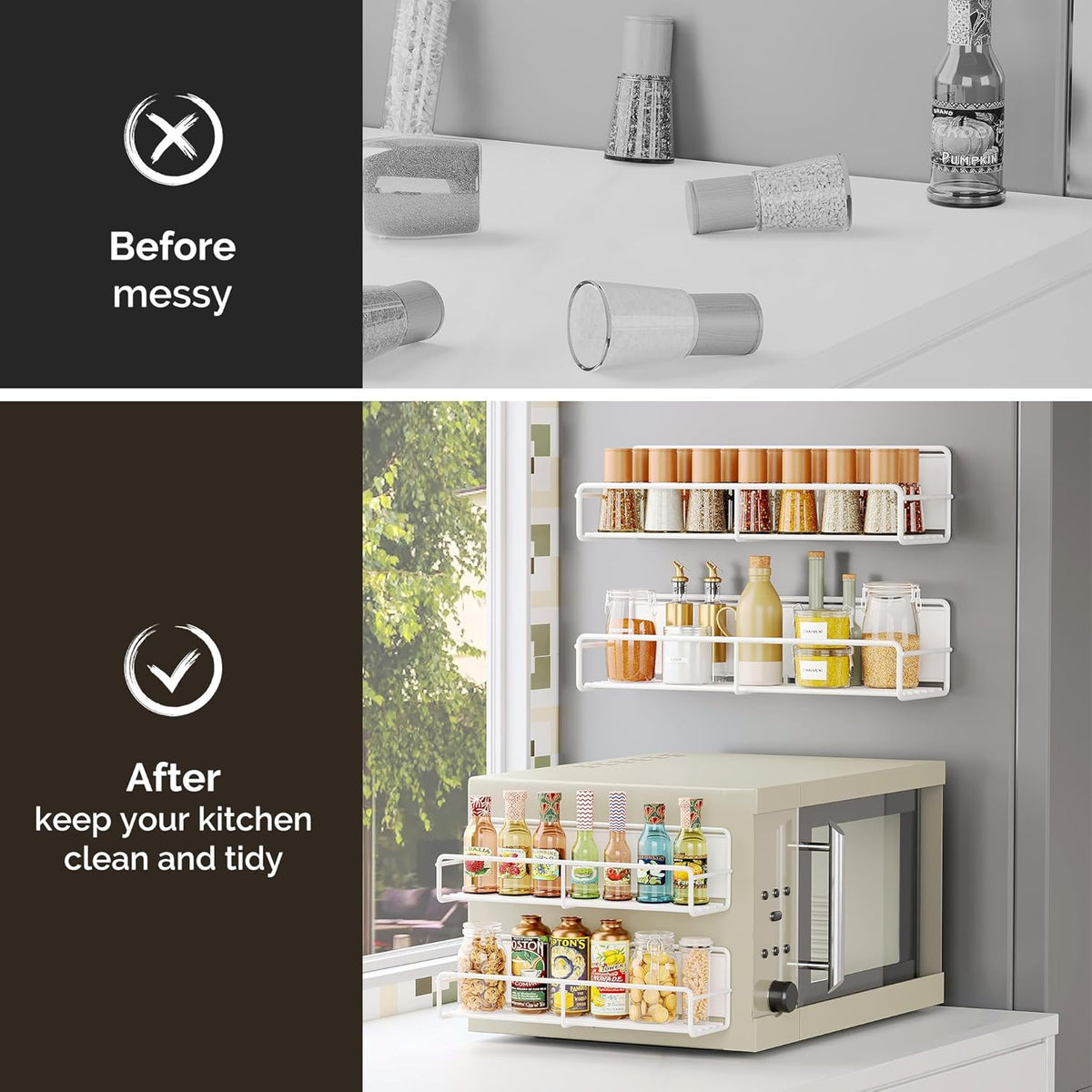 4 Pack Magnetic Spice Rack Organizer, Space Saver for Refrigerator and Microwave Oven, Metal Fridge