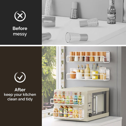 4 Pack Magnetic Spice Rack Organizer, Space Saver for Refrigerator and Microwave Oven, Metal Fridge