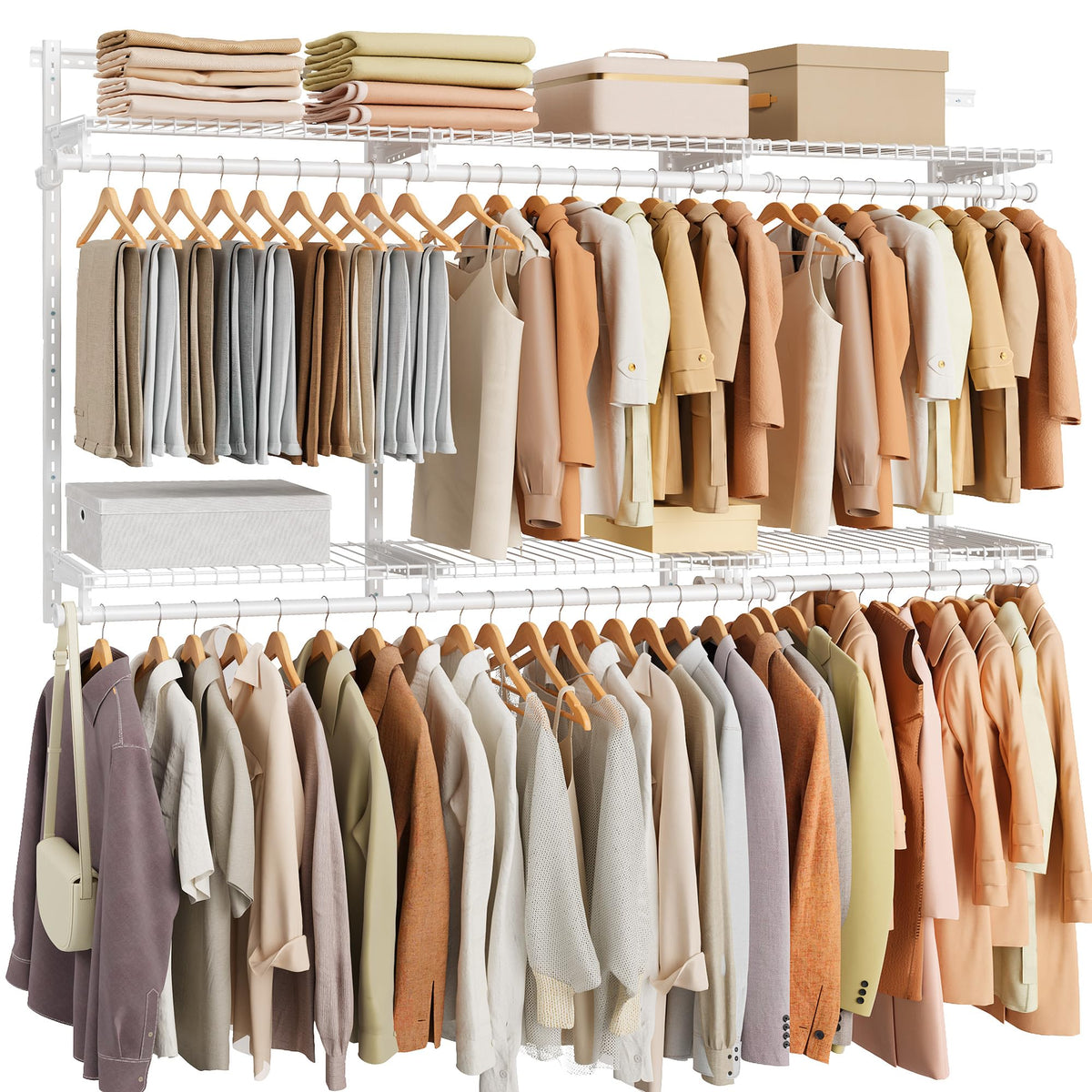 SONGMICS HOME Closet System, Closet Insert Organizer, 4-6 ft, Adjustable Metal Shelving Unit with 6