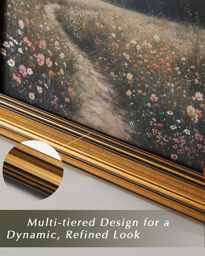 HUARCEY Gold Framed Vintage Wall Art for Living Room Canvas Coastal Wall Pictures Classic Landscape