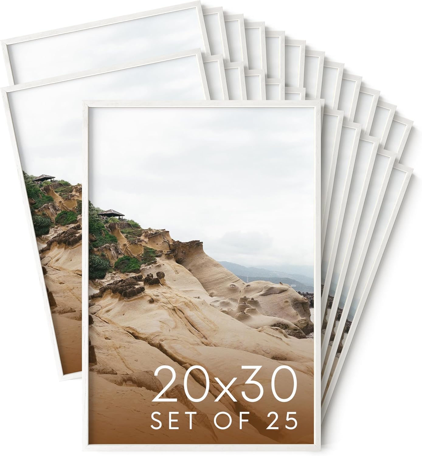 Haus and Hues 20x30 White Oak Wood Picture Frames Set of 25 - Premium Bulk Picture Frames 20x30