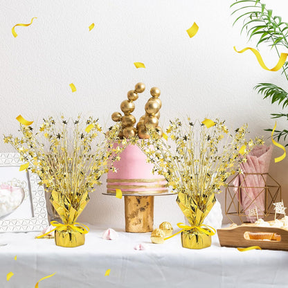 Crowye 18 Pieces Metallic Foil Spray Centerpiece Party Star Table Decoration Burst Metallic Table
