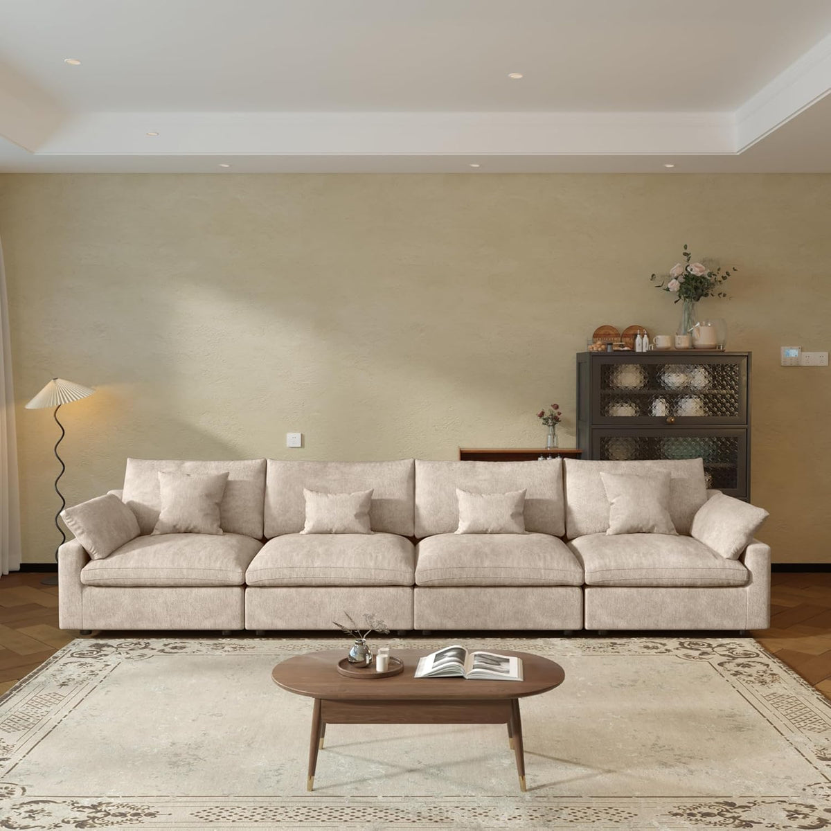 JACH Sectional Couches for Living Room, 4 Seater Cloud Sectional Couch with Deep Seat, Down Filled