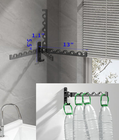 Dr.DJ Wall Hanger for Clothes, Coat Hanger Wall Mounted Silver Retractable Clothes Drying Organizer