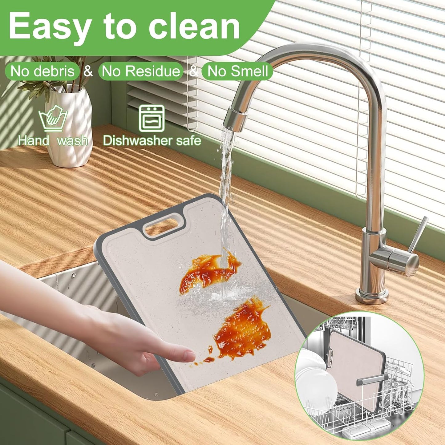2IN1 Titanium Cutting Boards for Kitchen,Metal Cutting Boards With Pure Titanium and Wheat Straw