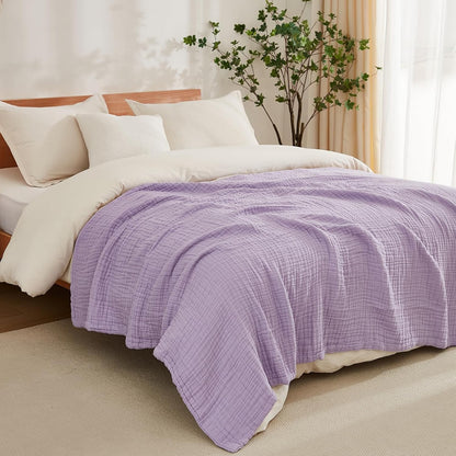 EMME Cotton Blanket Twin XL for Bed Soft Muslin Blankets 66"x90" Lightweight Breathable Layering