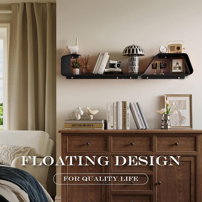 Floating Shelves, Wall Shelf, Set of 3 Wall Mounted Metal Shelves with Unique Design for Wall