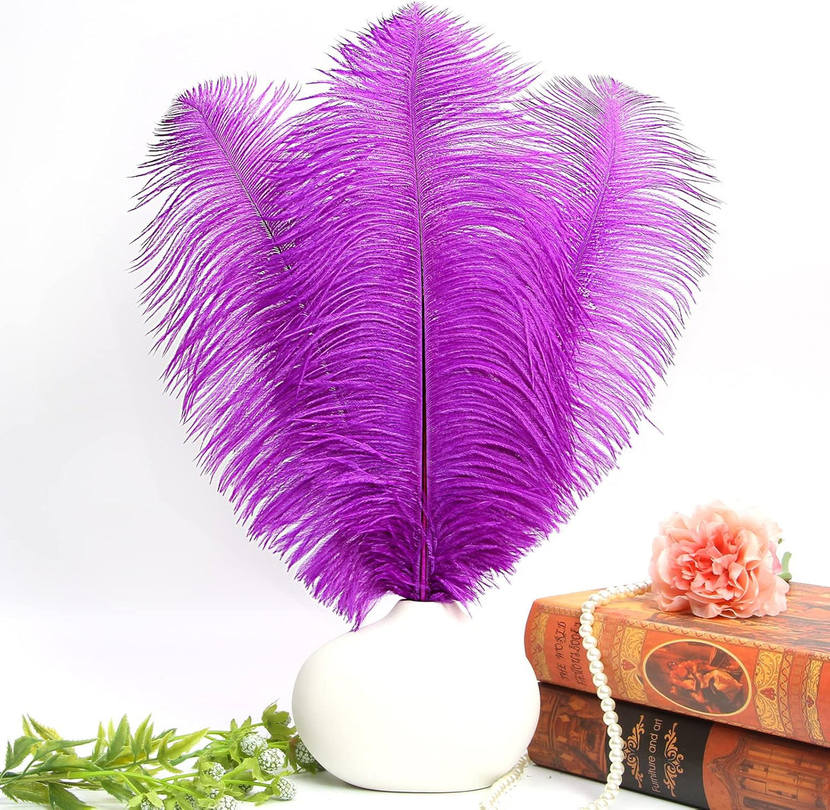 THARAHT Purple Ostrich Feathers 12pcs Large Natural Bulk 20-22Inch 50cm-55cm for Wedding Party