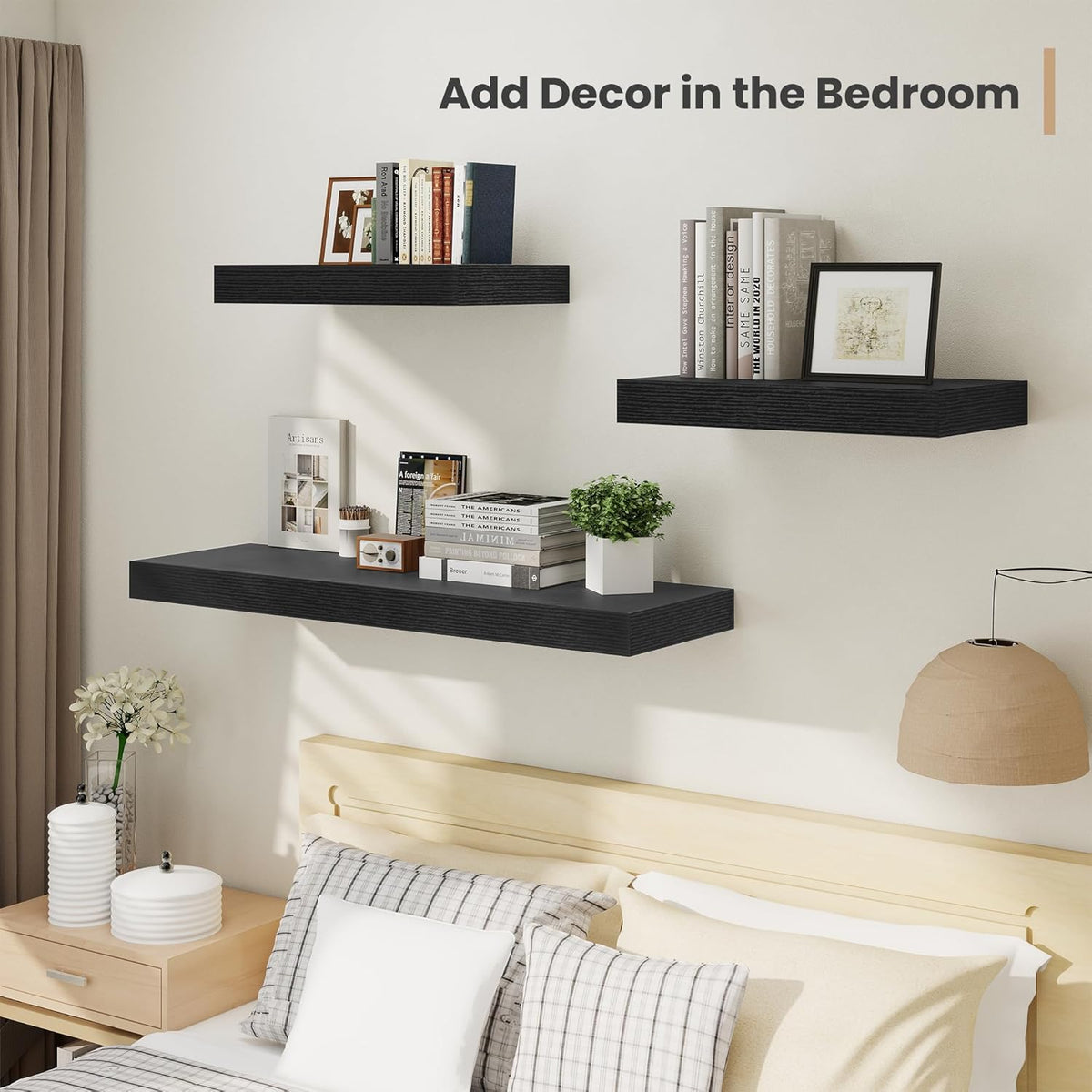 Heimlove 24 x 12 Inch Deep Floating Shelves Wall Mounted with Invisible Brackets,Storage Hanging