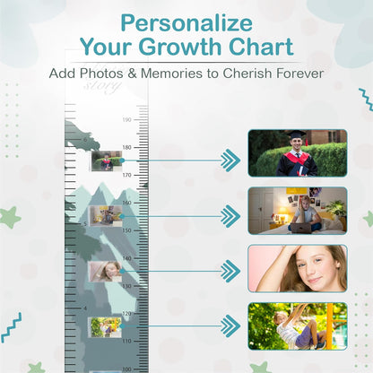 A Lifetime Story Growth Chart for Wall - Personalized for Photos, Photo Stickers, and Memory Album