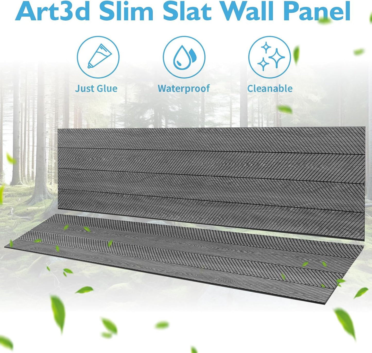 Art3d 4-Pack Glue-On Herringbone Wainscoting Panel for Interior Wall Decor - 104 x 12 Inch