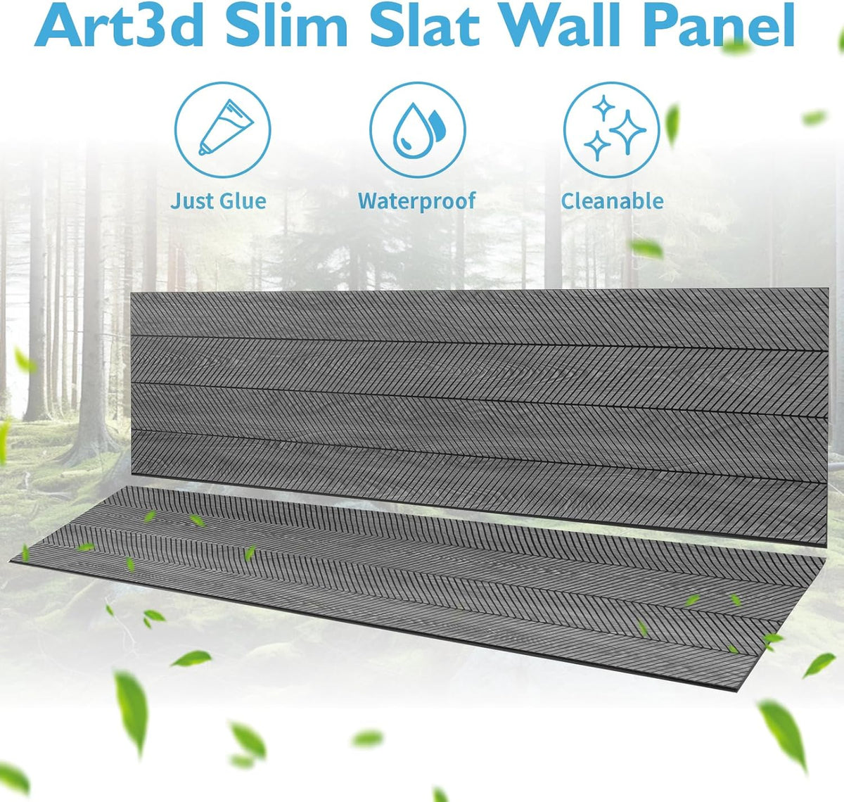 Art3d 4-Pack Glue-On Herringbone Wainscoting Panel for Interior Wall Decor - 104 x 12 Inch