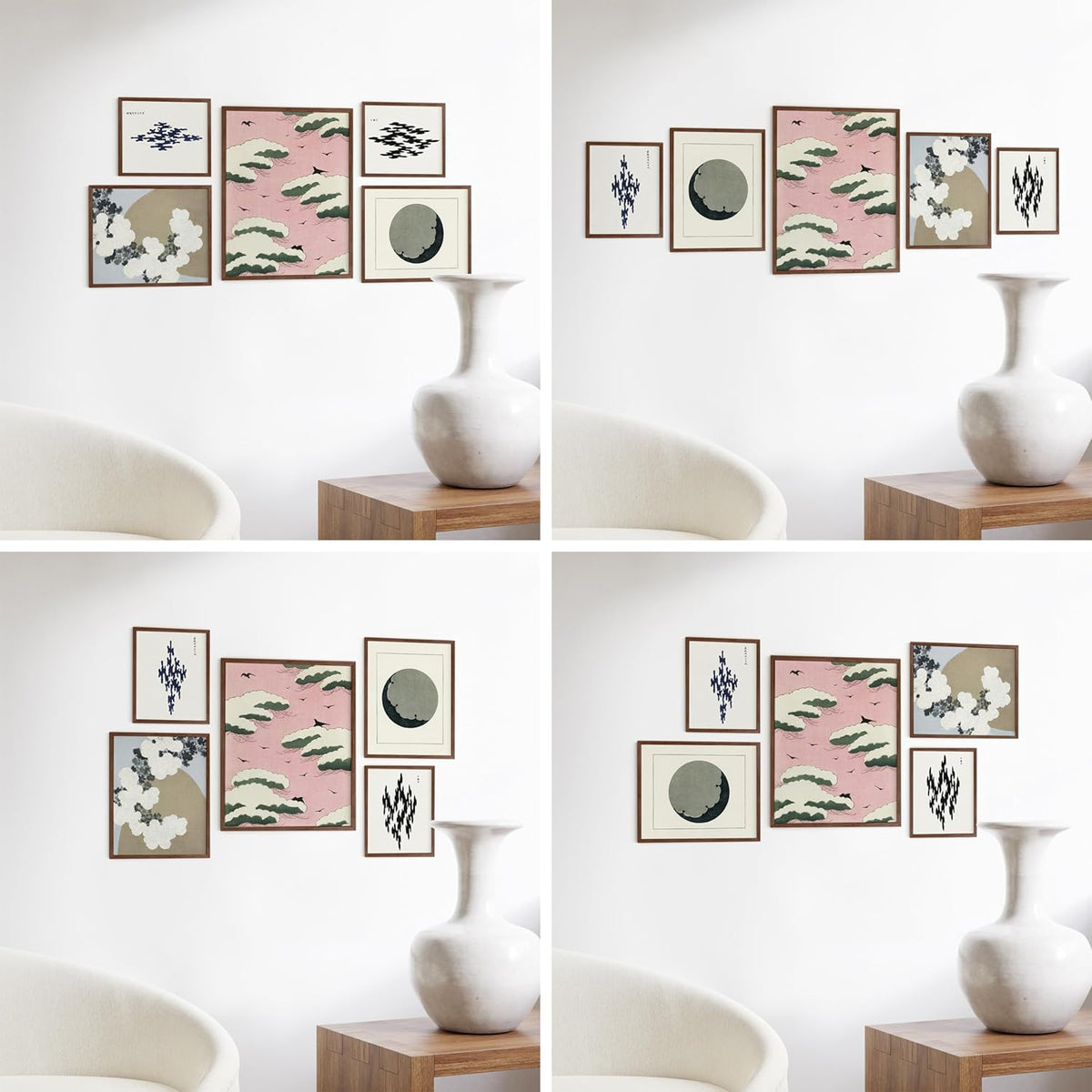 HAUS AND HUES Photo Gallery Wall Frame Set - Set of 5 Walnut Frames for Gallery Wall, Gallery Wall