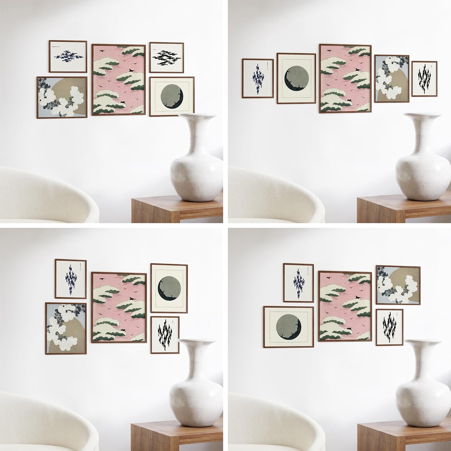 HAUS AND HUES Photo Gallery Wall Frame Set - Set of 5 Walnut Frames for Gallery Wall, Gallery Wall