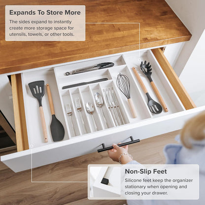Premium Silverware, Flatware and Utensil Organizer for Kitchen Drawers, Food-Safe Contract Grade