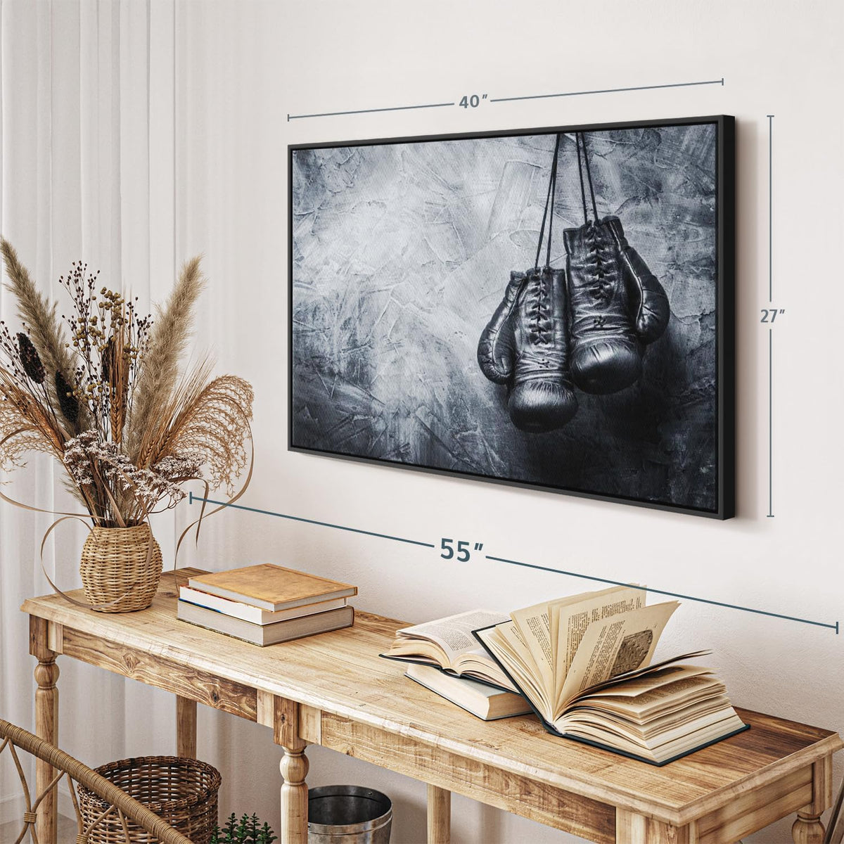 ElephantStock Boxing Gloves Wall Art - Horizontal Framed Canvas - 1-Piece Living Room Wall Decor