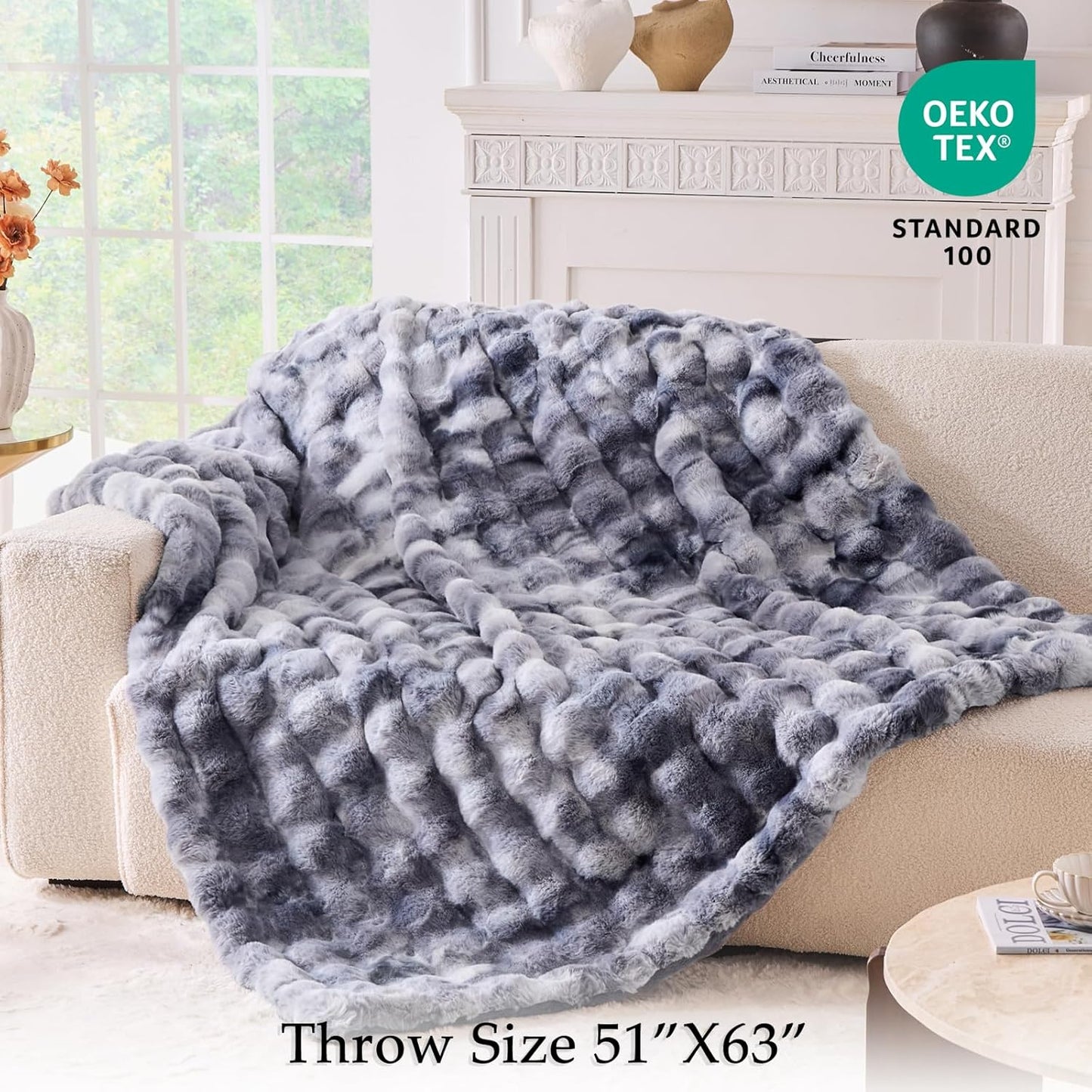 BENVWE Fluffy Faux Fur Throw Blanket for Couch - Soft, Plush, Thick, Cozy, Fuzzy Luxury Minky