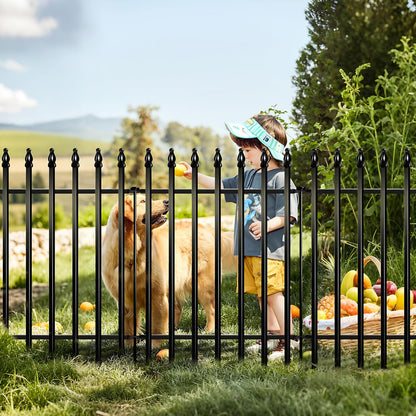 Metal Garden Fence 32 inch H x 24 inch W (5 Panels, Total Length 10 ft) No Need Dig Outdoor