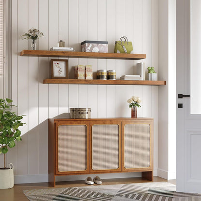 HOOBRO Floating Shelves for Wall, Wall Mounted Shelf Set of 2, 55" Hanging Shelf with Invisible