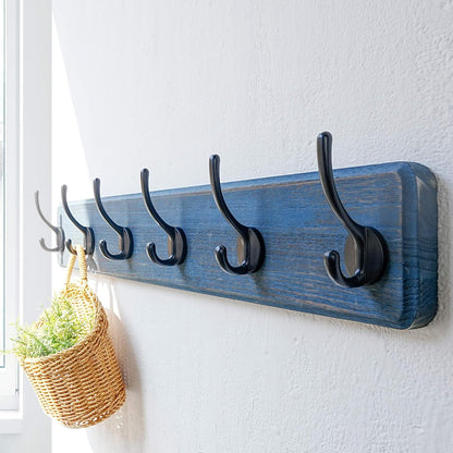 Dseap Coat Rack Wall: 24" Long, Patented, Heavy-Duty, 6-Double-Hooks Wooden Wall Mounted Coat Rack