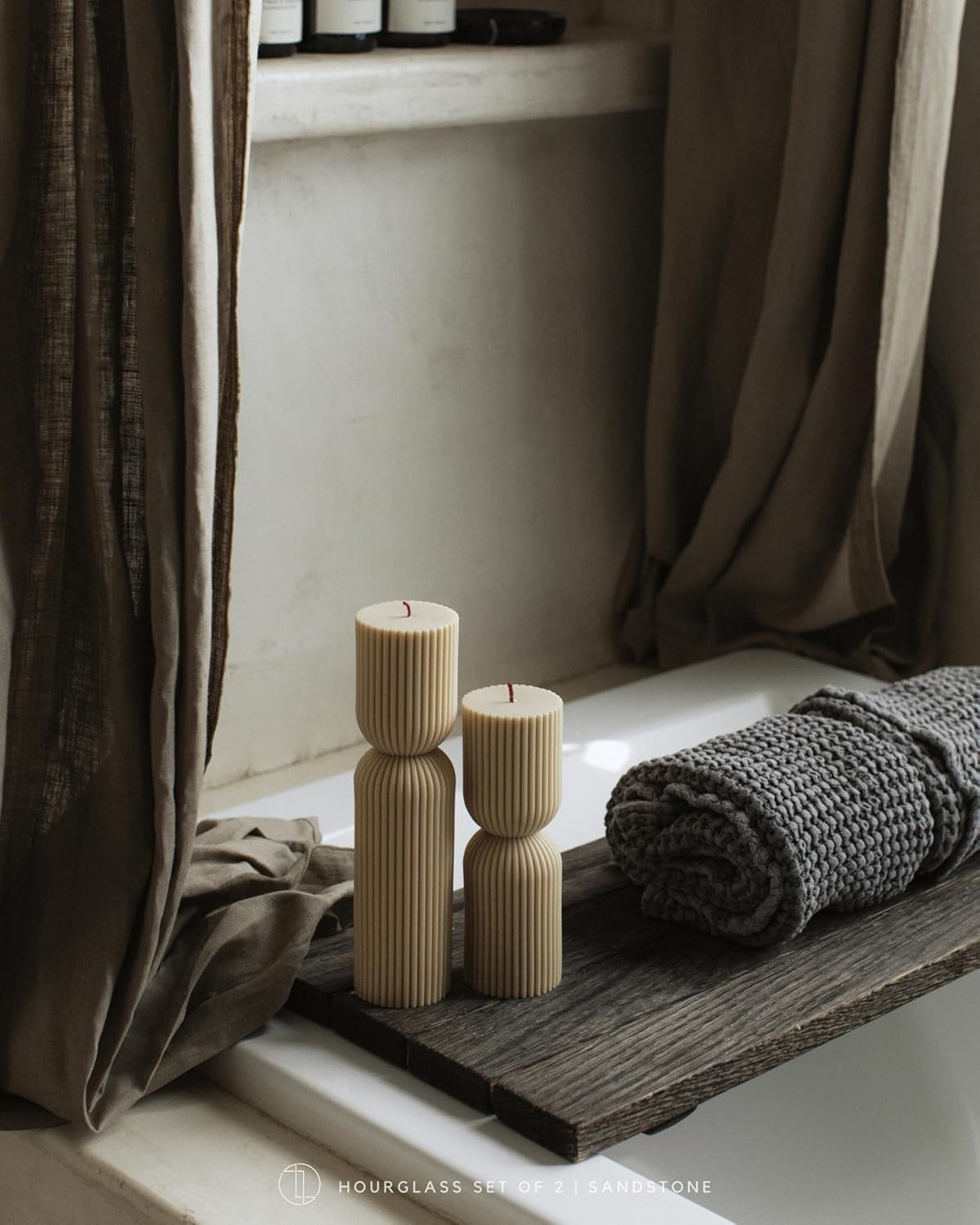 LAWA Hourglass Pillar Candle - Large Beautiful Handmade Pillar Scented Soy Wax Candle Elegant