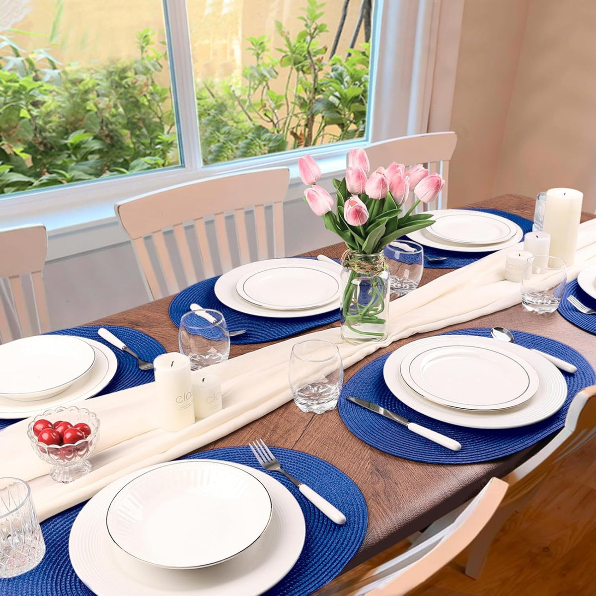 AHHFSMEI Placemats Set of 4 for Dining Table Washable Woven Vinyl Non-Slip 18x12 inches Placemat
