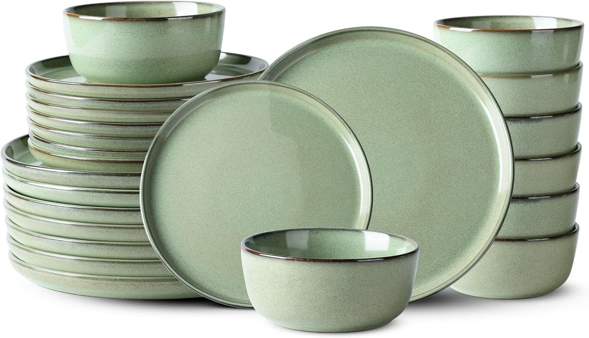 GBHOME Ceramic Dinnerware Sets for 8, 24 Pieces Stoneware Plates and Bowls Sets, Scratch Resistant
