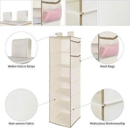 MAX Houser 6 Tier Shelf Hanging Closet Organizer, Closet Hanging Shelf with 2 Widen Straps for