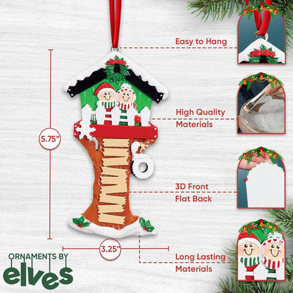 3D Treehouse Family of 9 Ornament 2025 Personalized Family Christmas Ornaments 2025 | Siblings