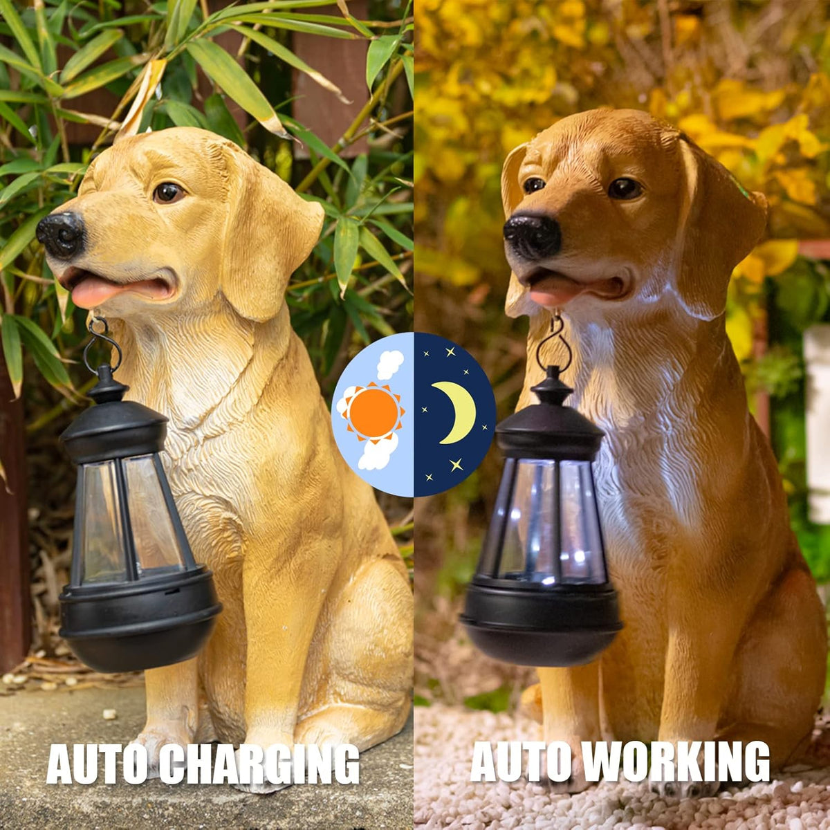 Garden Dog Statues Outdoor Decor, Solar Lights Outdoor Statue Outdoor Decorations Solar Dog