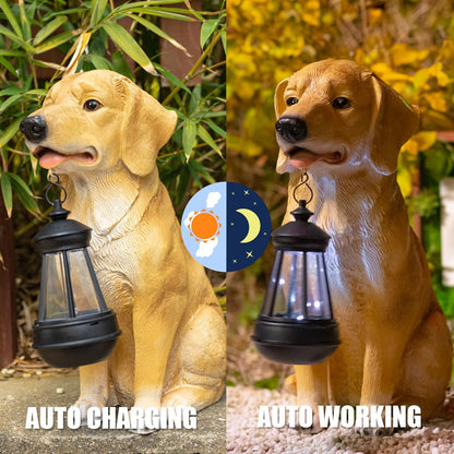 Garden Dog Statues Outdoor Decor, Solar Lights Outdoor Statue Outdoor Decorations Solar Dog