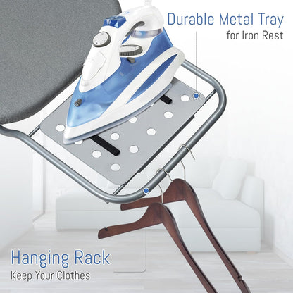 Ironing Board Full Size, BlissBoard 43"x13" Sturdy Heavy Duty Iron Board with Iron Rest, Heat