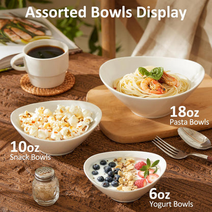 Teocera 6 Inch Ceramic Breakfast Bowls Set of 6, 10 Ounce Small Yogurt Bowls for Salad, Soup