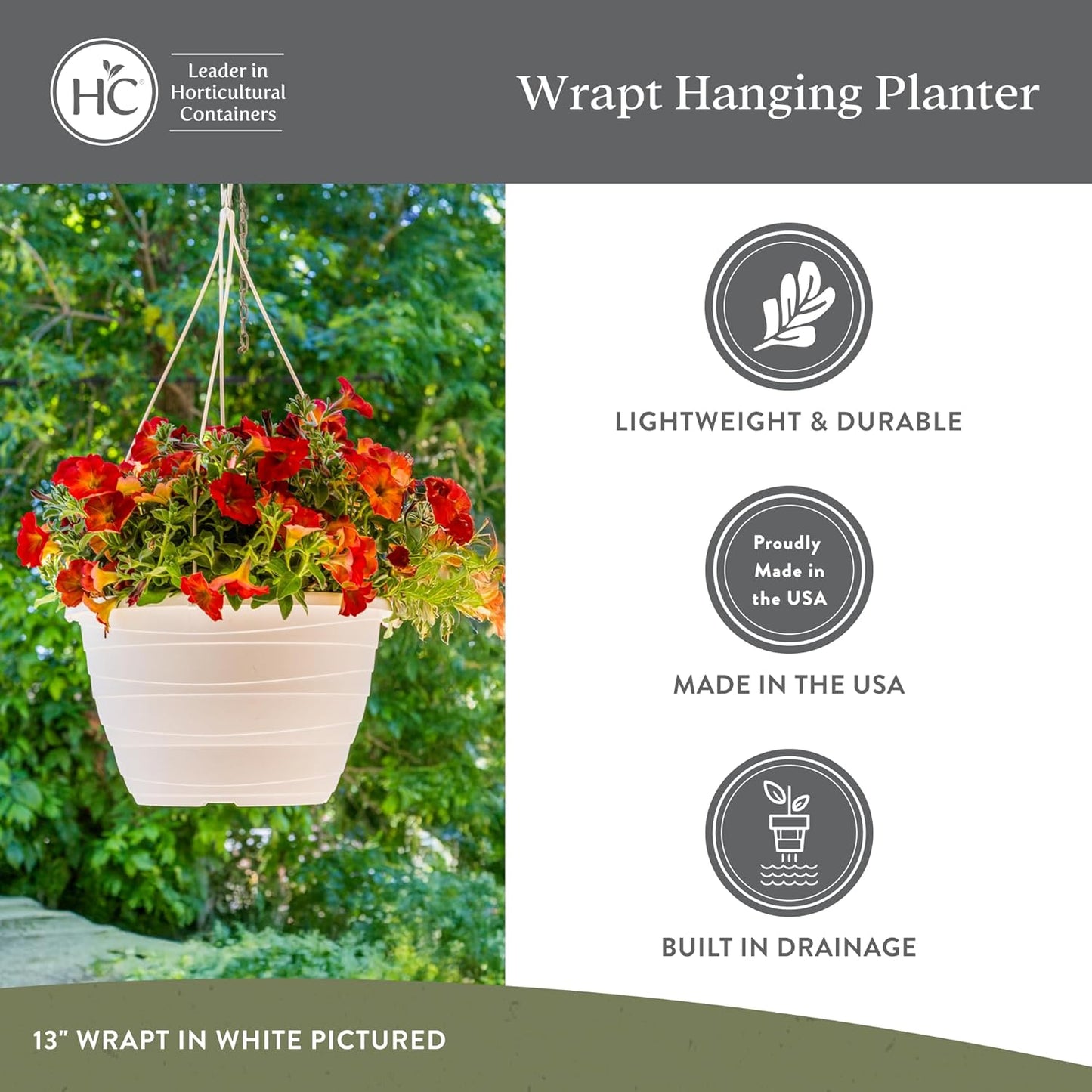 The HC Companies Wrapt Hanging Planters - Lightweight Plant Pot Hanger for Hanging Plants