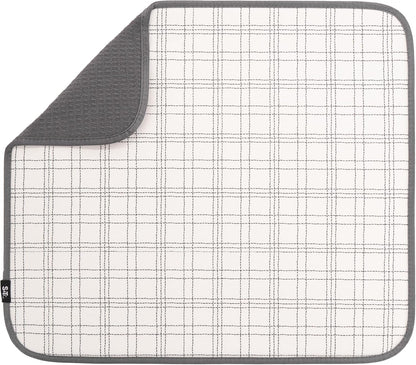 S&T INC. Dish Drying Mat, 16” x 18”, Absorbent Microfiber Kitchen Counter Mat, Dish Drying Pad for