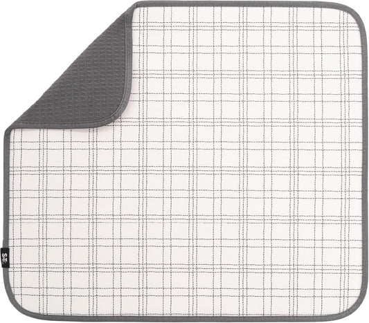S&T INC. Dish Drying Mat, 16” x 18”, Absorbent Microfiber Kitchen Counter Mat, Dish Drying Pad for