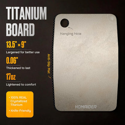 Titanium Cutting Board – Pure Titanium Chopping Board for Kitchen – Non-Toxic, Microplastic-Free
