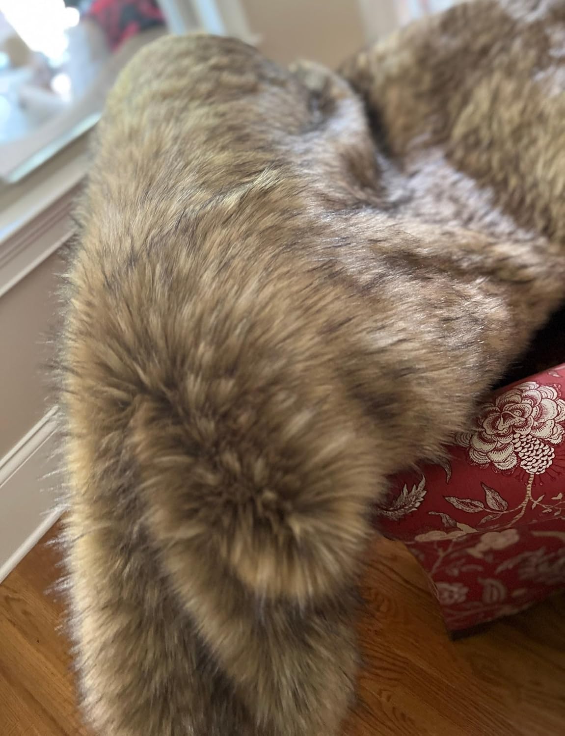 Brown Faux Fur Throw Blanket and Bedspread Caramel and Coffee Colors, Realistic Faux Brown Wolf