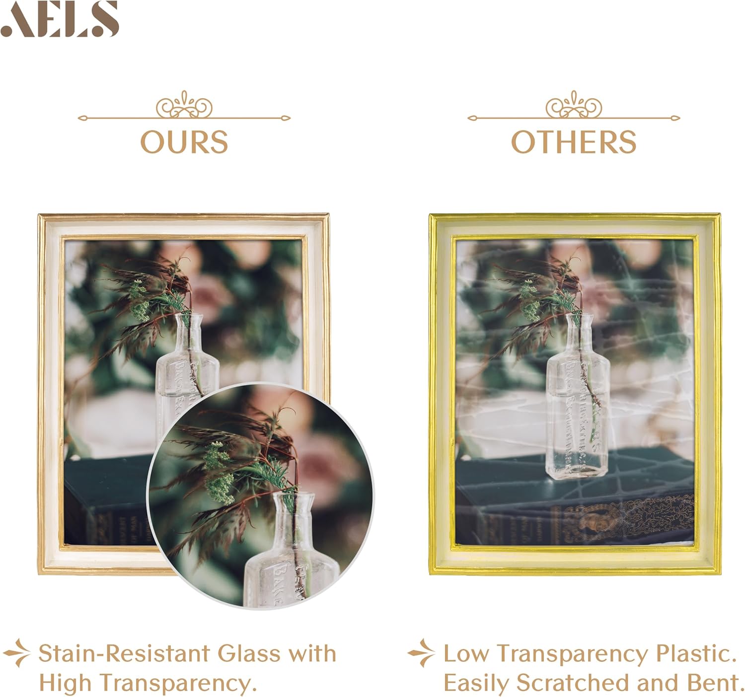 AELS 8x10 Inch Vintage Picture Frame, Elegant Antique Photo Frames with Glass Front, Photo Display