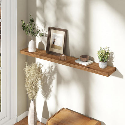55" Floating Shelves for Wall, Rustic Elm Wood Floating Shelf for Home Decor, Wall-Mounted Display