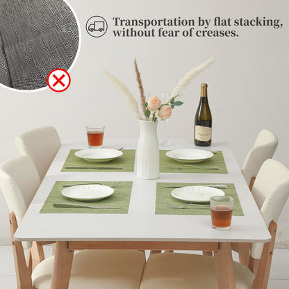 Leetaltree Pea Green Placemats Set of 8 - Heat Resistant Non-Slip Place mats for Dining Table