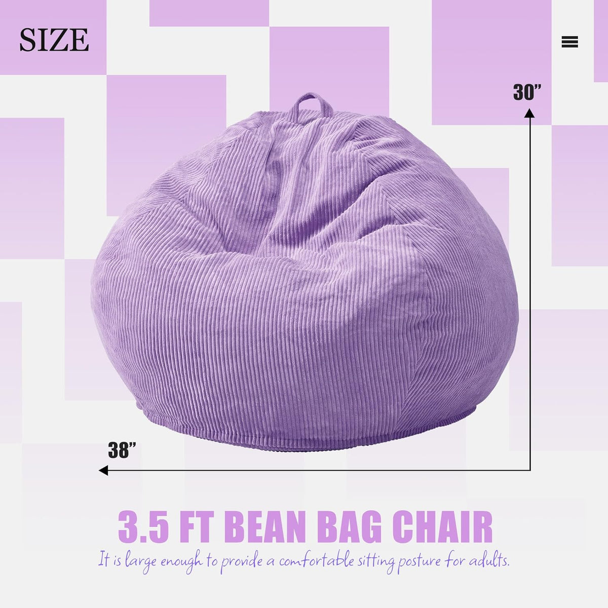 Hobestluk 3.5FT Bean Bag Chair Adult Bean Bag Chair Large Bean Bag Chair with Filler Included