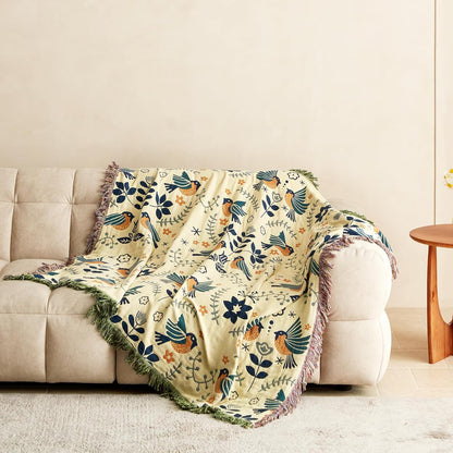 MSGKV Boho Throw Blanket Cotton Blanket for Couch and Sofa Cover for Living Room Summer Throw Cozy