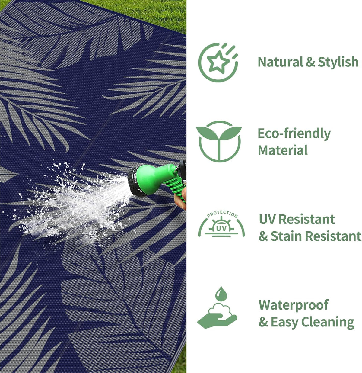 GENIMO Outdoor Rug 2.5' x 8' Waterproof for Patios Clearance, Reversible Outdoor Plastic Straw