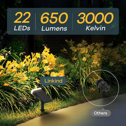 Linkind Solar Lights Outdoor Waterproof IP67, StarRay Dusk-to-Dawn Outdoor Solar Lights, 3 Lighting